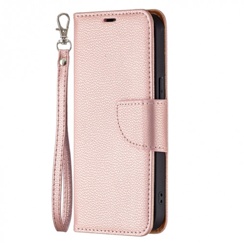 Texture de Litchi Couleur Pure Couleur horizontale Horizontal Horizons avec support & carte Slots & Portefeuille et longe pour iPhone 13 Mini (Rose Gold) SH601C1294-07