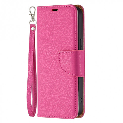 Texture de Litchi Couleur Pure Couleur Horizontal Horizontal Horizons avec support & Card Slots & Portefeuille et longe pour iPhone 13 (Rose Rouge) SH602G87-07