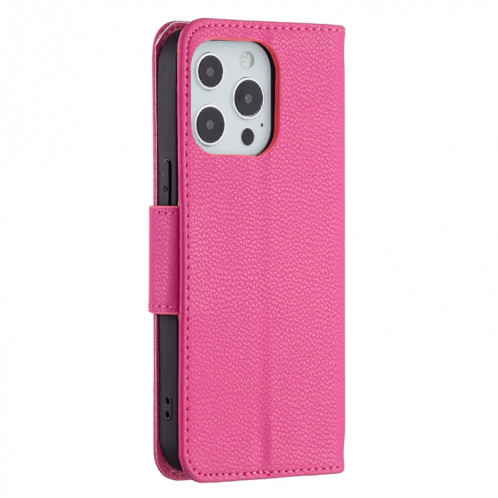 Texture de Litchi Couleur Pure Couleur Horizontal Horizontal Horizons avec support & Card Slots & Portefeuille et longe pour iPhone 13 (Rose Rouge) SH602G87-07