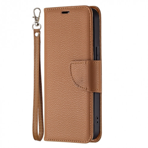 Texture de Litchi Couleur Pure Couleur Horizontale Horizontal Horizan Coque avec porte-cartes et portefeuille et lanière pour iPhone 13 PRO (Brown) SH603D388-07