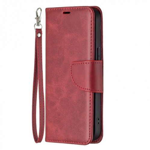 Pour iPhone 13 Rétro Texture en peau d'agneau Pure Couleur Horizontal Horizontal PU Coque en cuir PU, avec porte-carte et portefeuille et lanière (rouge) SH902C1537-07