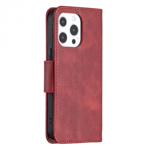 Pour iPhone 13 Rétro Texture en peau d'agneau Pure Couleur Horizontal Horizontal PU Coque en cuir PU, avec porte-carte et portefeuille et lanière (rouge) SH902C1537-07