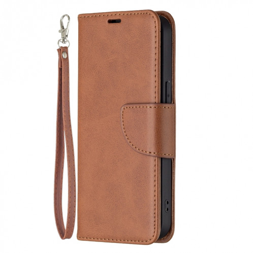 Pour iPhone 13 Rétro Texture de la peau d'agneau Pure Couleur horizontale Horizontale PU en cuir PU, avec porte-carte et portefeuille et lanière (brun) SH902E1853-07