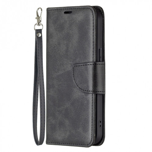 Pour iPhone 13 Pro Rétro Lambskin Texture Pure Couleur Horizontale Horizontale Horizontal Coque en cuir PU, avec porte-carte et portefeuille et lanière (noir) SH903A1024-07