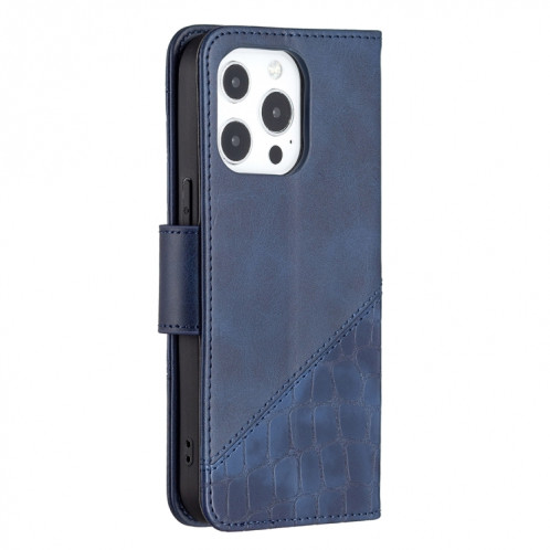 Pour iPhone 13 Couleur Couleur Color Crocodile Texture Horizontal Flip PU Coque en cuir PU avec portefeuille et porte-cartes (bleu) SH102B165-07