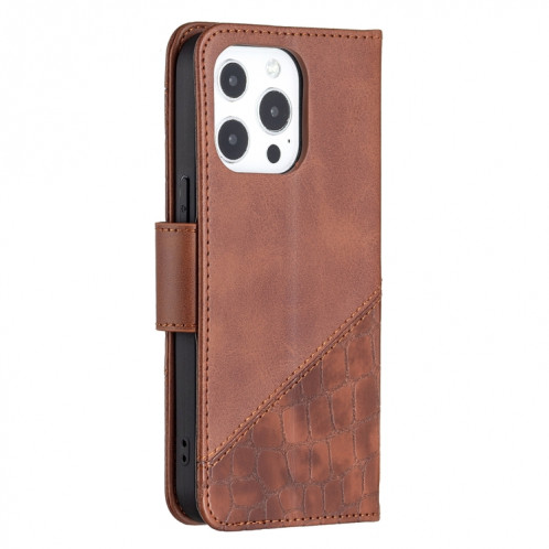 Pour iPhone 13 Correspondance Color Color Crocodile Texture Horizontal Flip PU Housse en cuir PU avec portefeuille et porte-cartes (brun) SH102C410-07