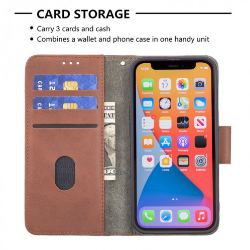 Pour iPhone 13 Correspondance Color Color Crocodile Texture Horizontal Flip PU Housse en cuir PU avec portefeuille et porte-cartes (brun) SH102C410-07