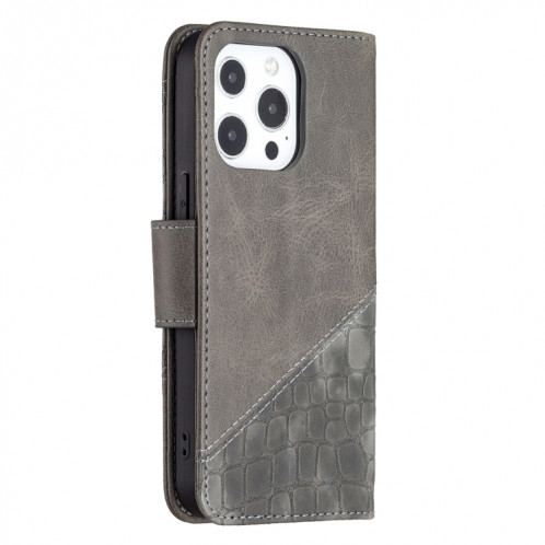 Pour iPhone 13 Correspondance Color Color Crocodile Texture Horizontale Flip PU Coque en cuir PU avec portefeuille et porte-cartes (gris) SH102D870-07