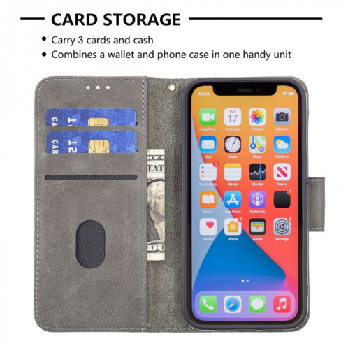 Pour iPhone 13 Correspondance Color Color Crocodile Texture Horizontale Flip PU Coque en cuir PU avec portefeuille et porte-cartes (gris) SH102D870-07