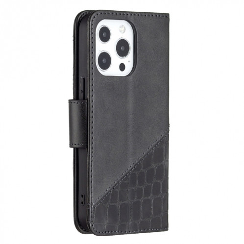Pour iPhone 13 PRO Couleur Couleur Crocodile Texture Horizontale Flip PU Coque en cuir PU avec portefeuille et porte-cartes (noir) SH103A1143-07