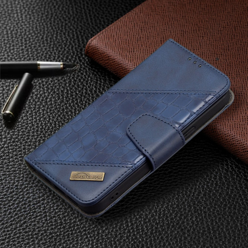 Pour iPhone 13 PRO Couleur Couleur Crocodile Texture Horizontale Flip PU Housse en cuir PU avec portefeuille et logement de carte (bleu) SH103B527-07