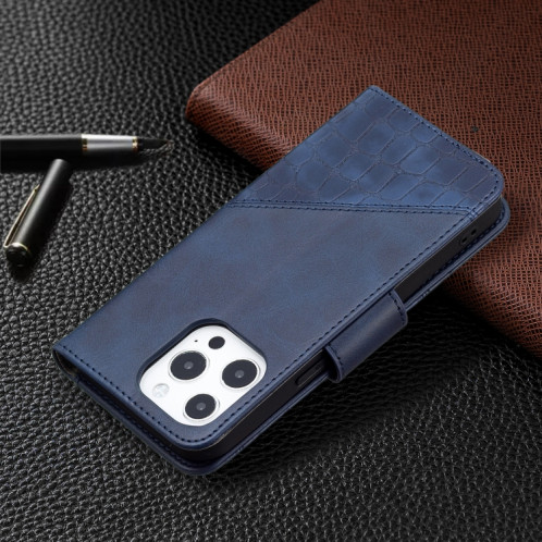 Pour iPhone 13 PRO Couleur Couleur Crocodile Texture Horizontale Flip PU Housse en cuir PU avec portefeuille et logement de carte (bleu) SH103B527-07