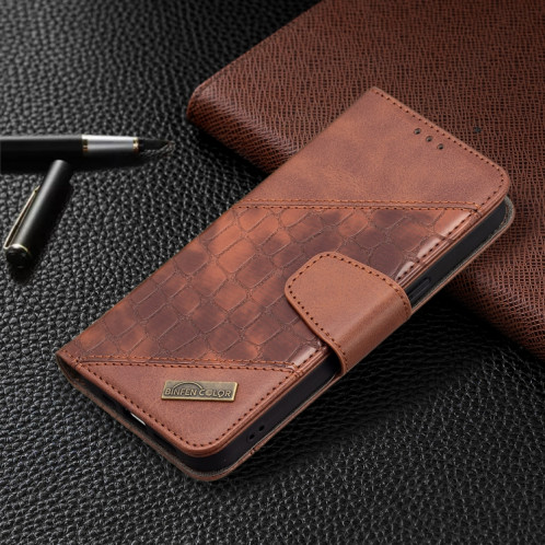 Pour iPhone 13 PRO Couleur Couleur Crocodile Crocodile Texture Horizontal Flip PU Coque en cuir PU avec portefeuille et porte-cartes (brun) SH103C465-07