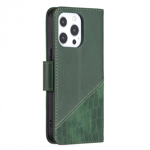 Pour iPhone 13 PRO Couleur Couleur Crocodile Texture Horizontale Flip PU Housse en cuir PU avec portefeuille et porte-cartes (vert) SH103E284-07
