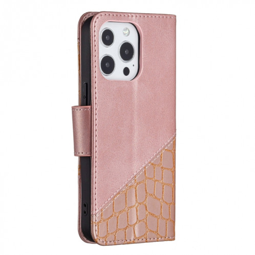 Pour iPhone 13 PRO Couleur Couleur Crocodile Texture Horizontale Flip PU Housse en cuir PU avec portefeuille et porte-cartes (or rose) SH103F958-07