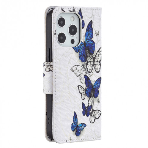 Table de dessin coloré Horizontal Flip Cuir Case avec porte-cartes et portefeuille pour iPhone 13 (Papillons) SH402E1530-07