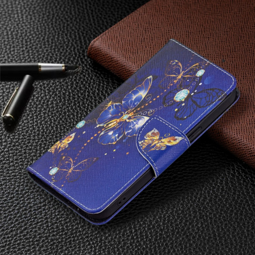 Modèle de dessin coloré Horizontal Flip Cuir Toot avec porte-cartes et portefeuille et portefeuille pour iPhone 13 (papillon violet) SH402F129-07