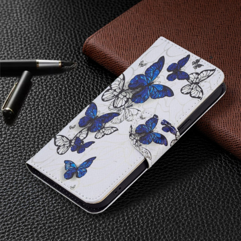 Modèle de dessin coloré Horizontal Flip Cuir Coffret avec porte-cartes et portefeuille pour iPhone 13 Pro (Papillons) SH403E719-07