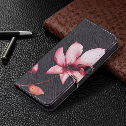 Motif de dessin coloré Horizontal Flip Cuir Toot avec porte-carte et portefeuille pour iPhone 13 Pro (Lotus) SH403H388-07