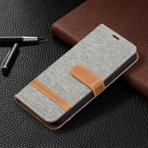 Couleur Correspondance Denim Texture Horizontale Horizontal Toas Cuir Avec Support & Card Slots & Portefeuille et Lanière pour iPhone 13 Mini (gris) SH801D1247-07