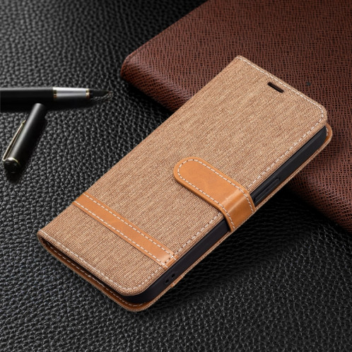 Couleur Correspondance Texture Denim Texture Horizontale Étui en cuir Flip avec support & Card Slots & Portefeuille et longe pour iPhone 13 Mini (Brown) SH801E149-07