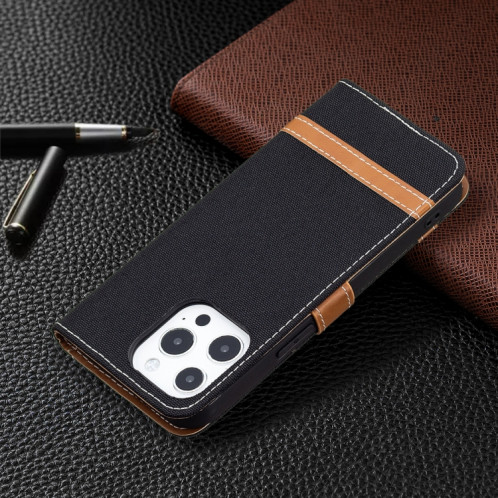 Couleur Correspondance Denim Texture Horizontale Flip Cuir Case avec porte-cartes et portefeuille et portefeuille pour iPhone 13 (noir) SH802C834-07