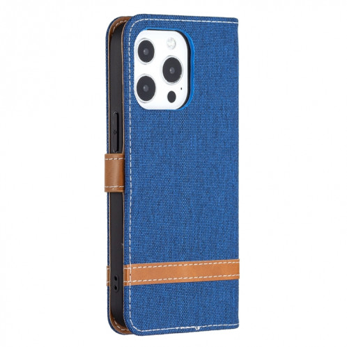 Couleur Correspondance Denim Texture Horizontal Flip Cuir Case avec porte-cartes et portefeuille et lanière pour iPhone 13 (bleu royal) SH802F633-07