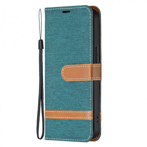 Couleur Correspondance Texture Denim Texture Horizontale Horizontal Toas Coating avec support & Card Slots & Portefeuille et longe pour iPhone 13 (Vert) SH802G1825-07