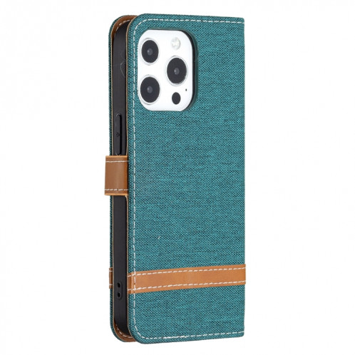 Couleur Correspondance Texture Denim Texture Horizontale Horizontal Toas Coating avec support & Card Slots & Portefeuille et longe pour iPhone 13 (Vert) SH802G1825-07