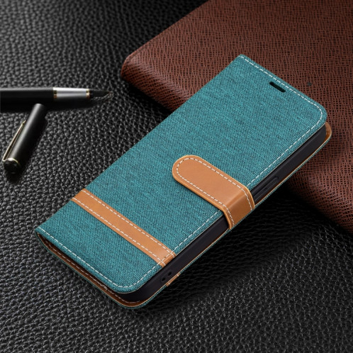 Couleur Correspondance Texture Denim Texture Horizontale Horizontal Toas Coating avec support & Card Slots & Portefeuille et longe pour iPhone 13 (Vert) SH802G1825-07