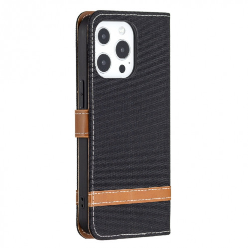 Couleur Correspondance Denim Texture Horizontale Flip Cuir Case avec support & Card Slots & Portefeuille et longe pour iPhone 13 Pro (Noir) SH803C930-07