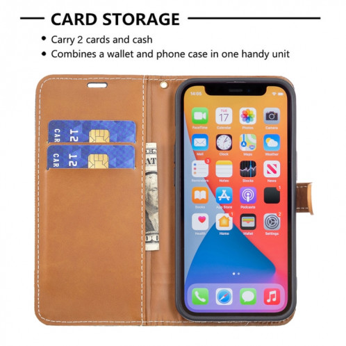 Couleur Correspondance Denim Texture Horizontale Flip Cuir Case avec support & Card Slots & Portefeuille et longe pour iPhone 13 Pro (Noir) SH803C930-07