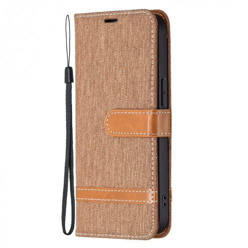 Couleur Correspondance Texture Denim Texture Horizontale Horizontal Toas Cuir Avec Support & Card Slots & Portefeuille et Lanière pour iPhone 13 PRO (Brown) SH803E695-07