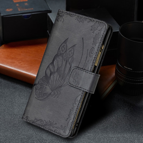 Flying Butterfly Modèle de gaufrage Zipper Horizontal Flip Cuir Toot avec porte-cartes et portefeuille pour iPhone 13 (noir) SH002D1181-07