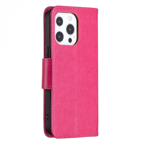 Embossage Deux Papillons Motif Horizontal Flip PU Housse en cuir PU avec support et portefeuille et portefeuille et longe pour iPhone 13 mini (Rose Rouge) SH301C1708-07