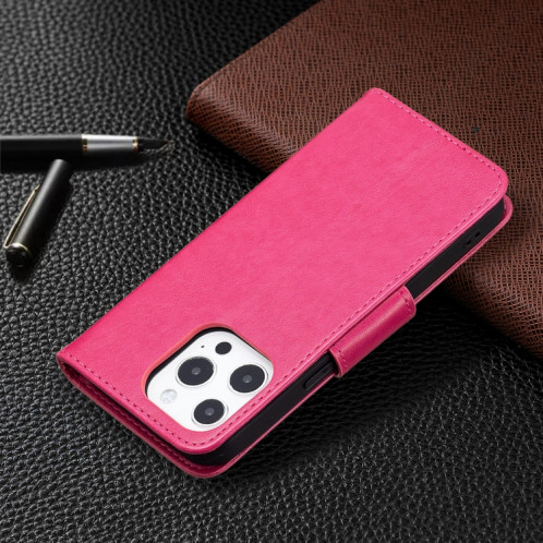 Embossage Deux Papillons Motif Horizontal Flip PU Housse en cuir PU avec support et portefeuille et portefeuille et longe pour iPhone 13 mini (Rose Rouge) SH301C1708-07