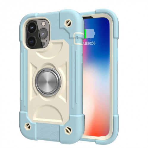 Hilicone antichoc + étui de protection PC avec porte-bague pour iPhone 13 (bleu de glace) SH602A886-07