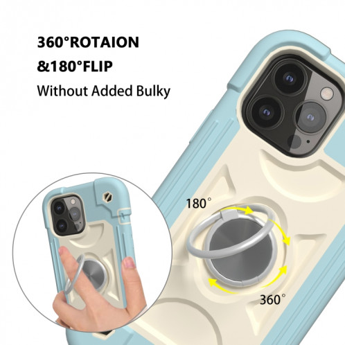 Hilicone antichoc + étui de protection PC avec porte-bague pour iPhone 13 (bleu de glace) SH602A886-07