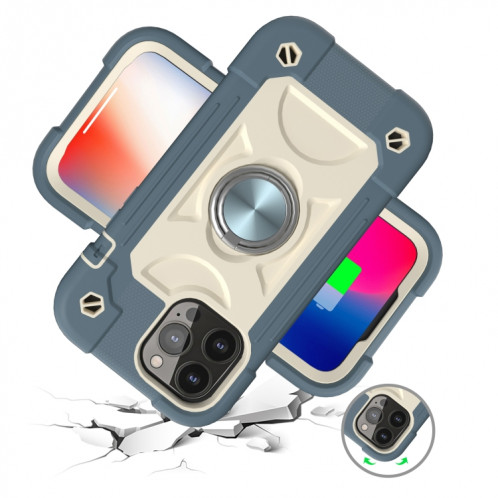 Silicone antichoc + étui de protection PC avec porte-bague pour iPhone 13 (Daisy Blue) SH602B1569-07