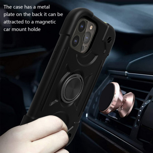 Silicone antichoc + étui de protection PC avec porte-bague pour iPhone 13 (noir) SH602D1069-07