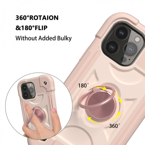 Silicone antichoc + étui de protection PC avec porte-bague pour iPhone 13 (or rose) SH602E1086-07