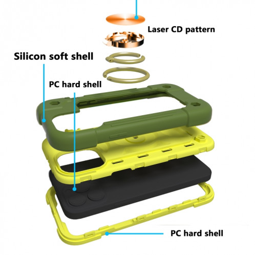 Silicone antichoc + boîtier de protection PC avec porte-bague pour iPhone 13 (avocat) SH602G1757-07