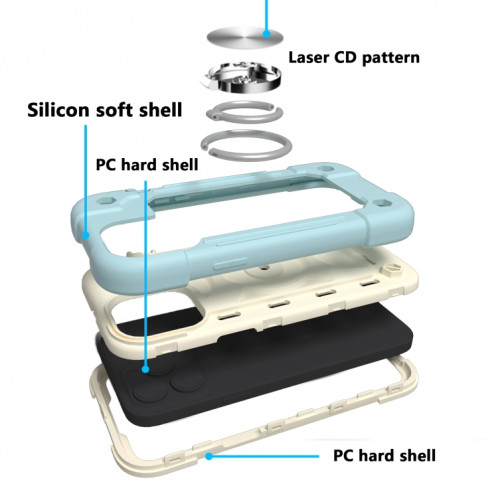 Silicone antichoc + étui de protection PC avec porte-bague pour iPhone 13 Pro (Blue Ice Bleu) SH603A23-07