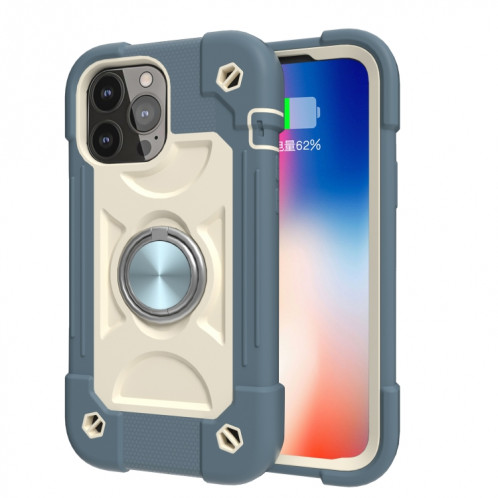 Silicone antichoc + étui de protection PC avec porte-bague pour iPhone 13 Pro (Blue Daisy) SH603B657-07