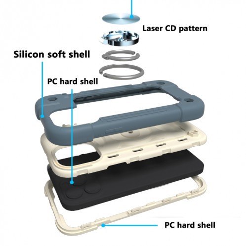 Silicone antichoc + étui de protection PC avec porte-bague pour iPhone 13 Pro (Blue Daisy) SH603B657-07