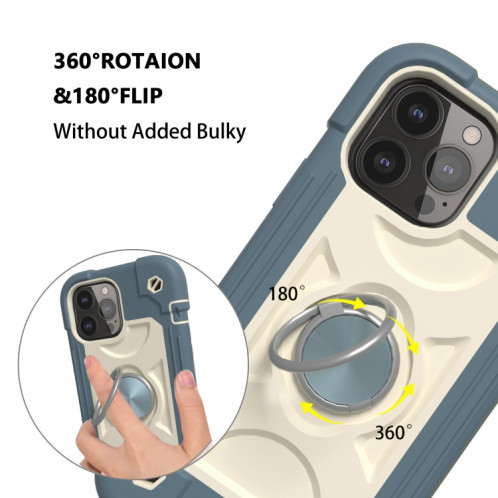 Silicone antichoc + étui de protection PC avec porte-bague pour iPhone 13 Pro (Blue Daisy) SH603B657-07
