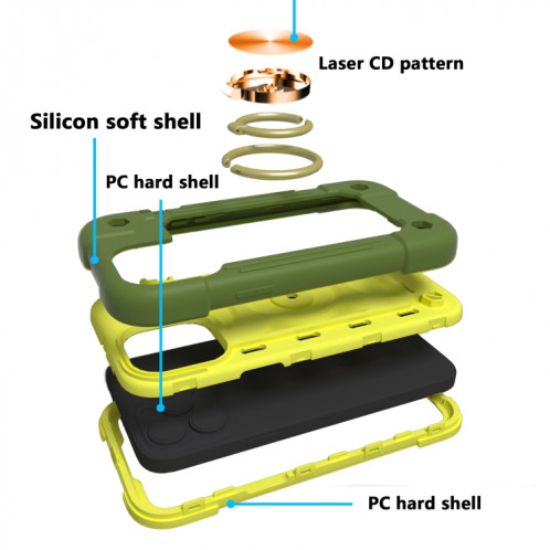 Silicone antichoc + étui de protection PC avec porte-bague pour iPhone 13 Pro (Avocat) SH603G364-07