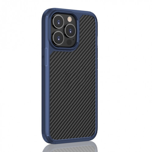 Pioneer Carbon Fibre Texture TPU TPU + PC pour iPhone 13 Pro (Bleu) SH603B976-07