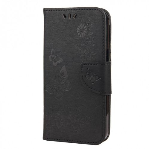 Vintage Pattern Floral Papourfly Motif Horizontal Flip Cuir Toot avec fente et portefeuille et portefeuille pour iPhone 13 mini (noir) SH702A985-07