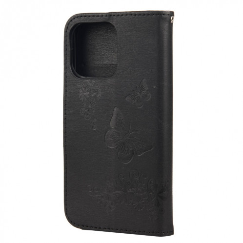 Vintage Pattern Floral Papourfly Motif Horizontal Flip Cuir Toot avec fente et portefeuille et portefeuille pour iPhone 13 mini (noir) SH702A985-07